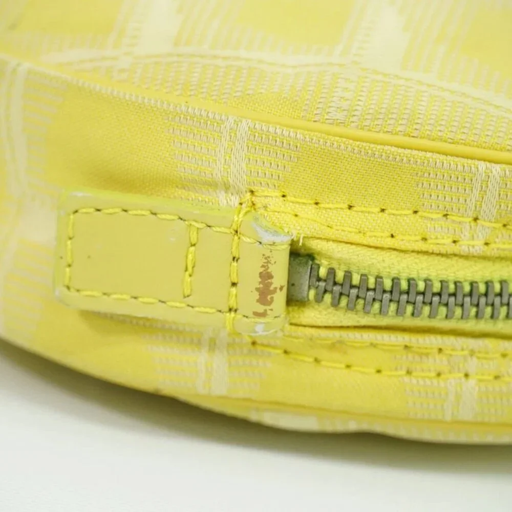 CHANEL New-Travel Canvas Round Mini Pouch Yellow